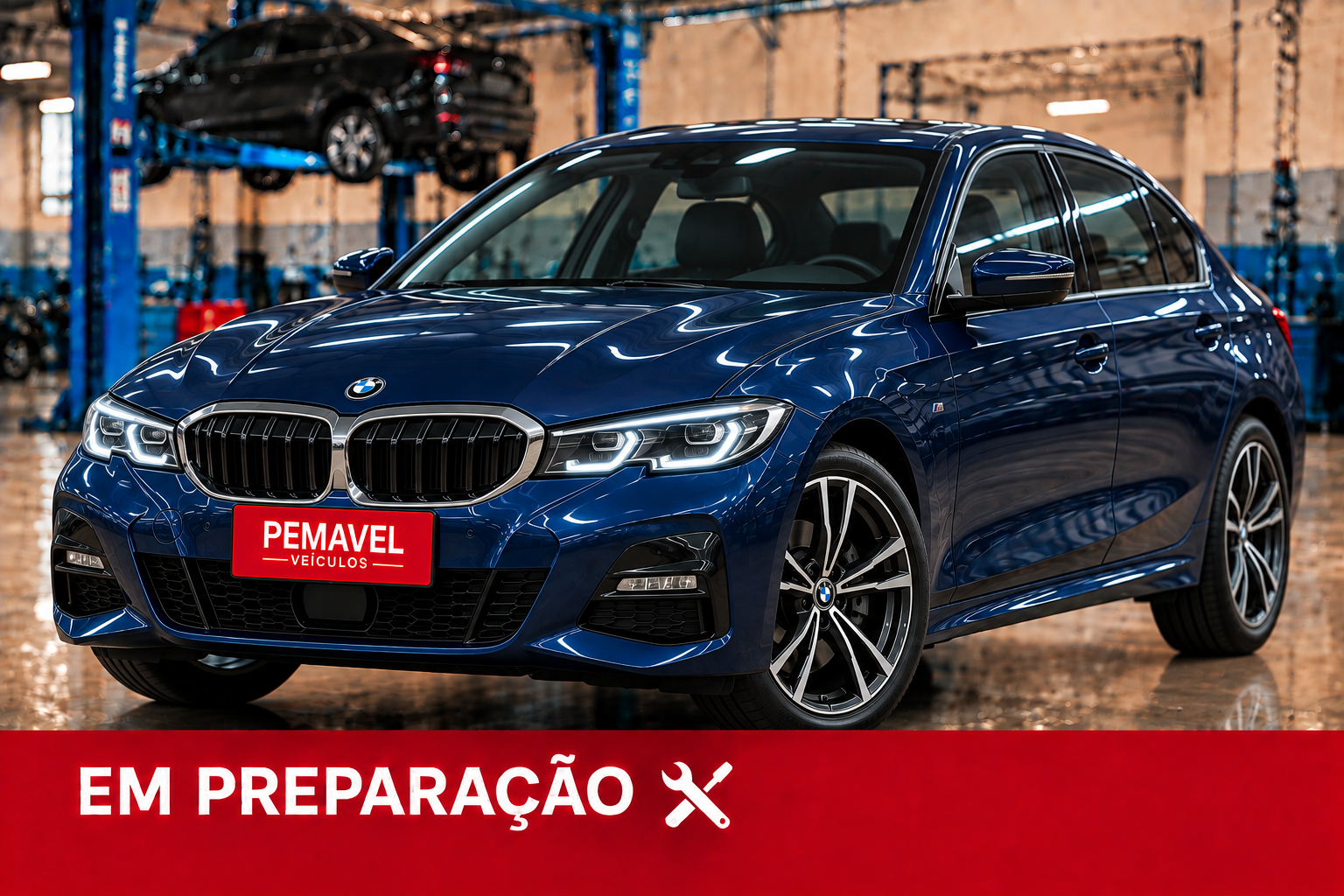 BMW Azul em Preparação no Garagem