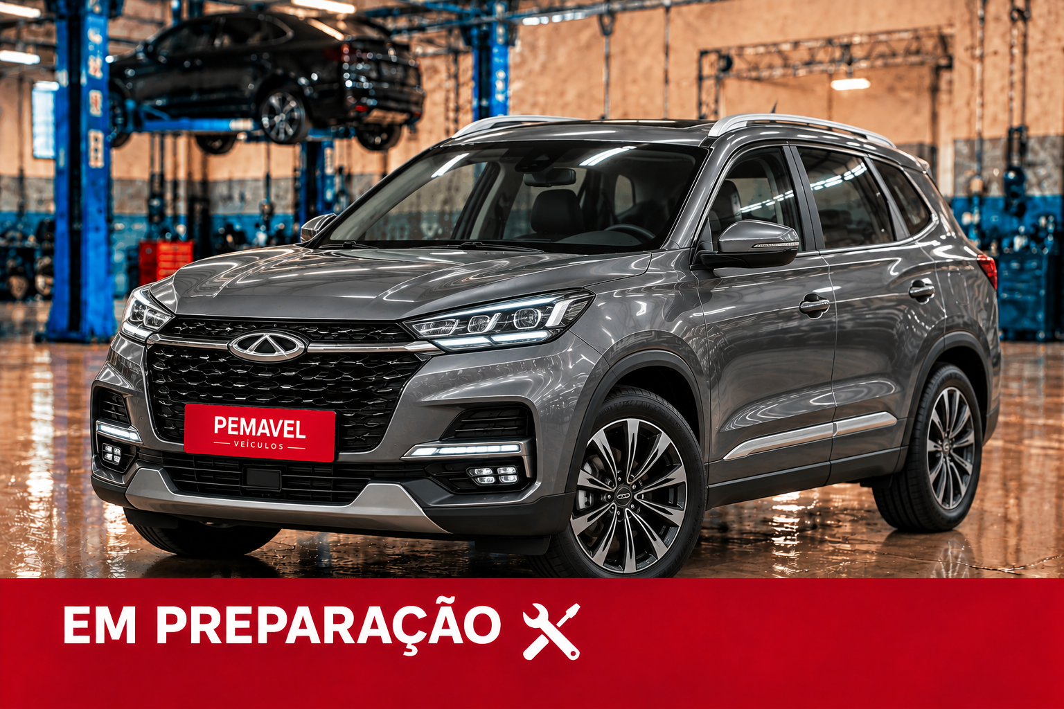 SUV Chery em preparação na oficina